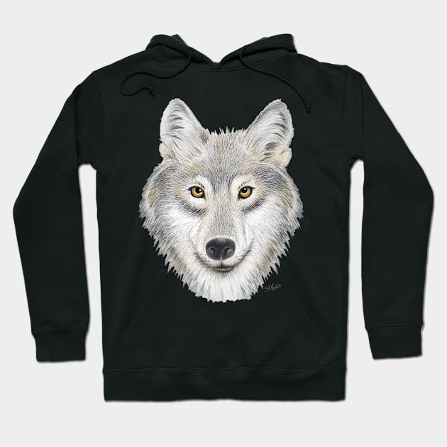 Gray Wolf Portrait Hoodie by Cozmic Cat